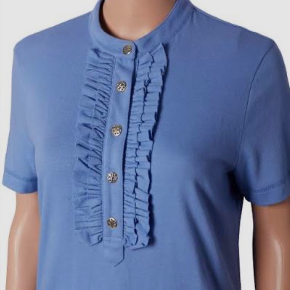 NWT Tory Burch Short Sleeve Ruffle Romilly Polo